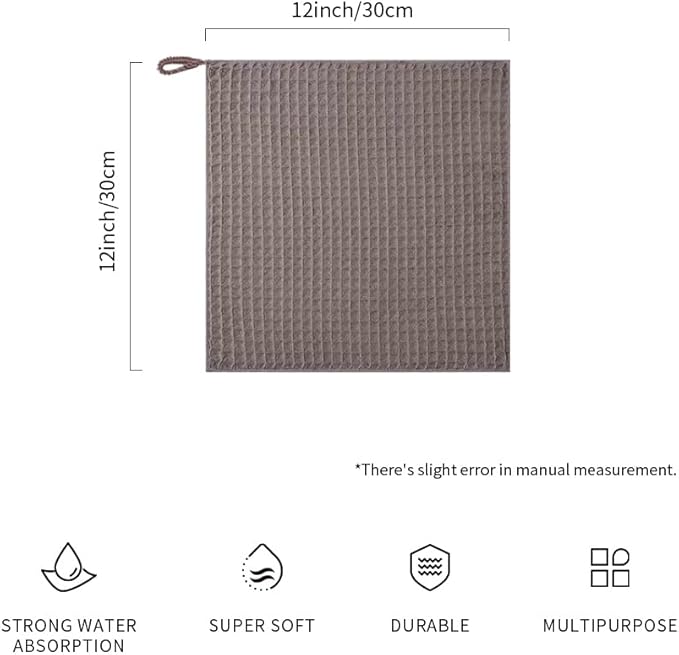 watchget Barista Micro Cloth 4 Pack Microfiber Barista Cleaning Towels Coffee Cleaning Accessories for Espresso Machine, Steam Wand, Countertop, Kitchen Dish Cloth Waffle Weave Brown(12"x12")
