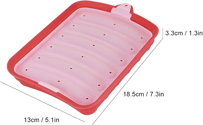 Silicone Sausage Mold, 3 Pcs Hot Dogs Silicone Mold DIY Ham Making Mould Baby Food Supplement Baking Tools, 6 Cavity Sausage Tray(Red)
