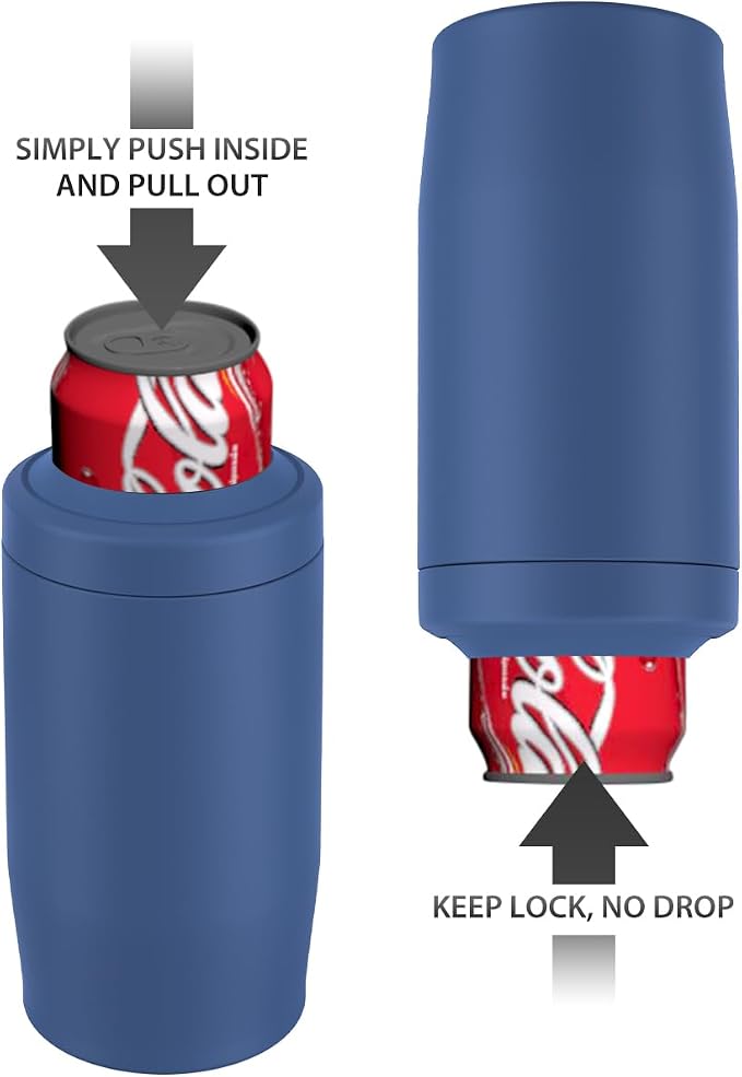 Morefeel 4-in-1 Insulated Can Cooler for 12 oz Cans & Bottles | 304 Stainless Steel Can Holder Fits 12 Oz Slim Cans, Standard Cans, Beer Bottles & Works as A Open Cup; Dishwasher Safe