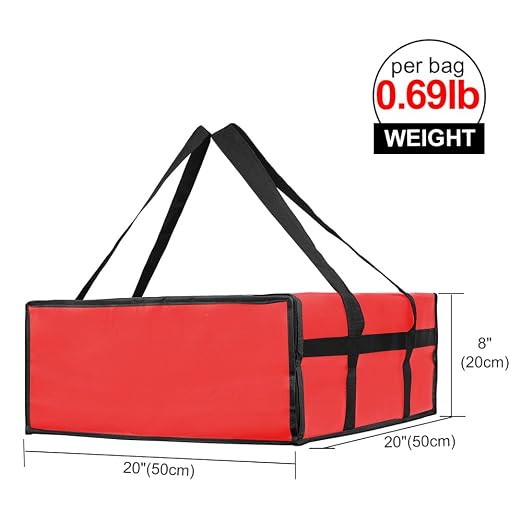Bodaon Insulated Pizza Delivery Bag, 20" x 20" x 8" Red Warmer Bags, 1-Pack | Pizza Bags for Delivery Carry Hot, Insulated Food Delivery Bag, Grocery Shopping Bags, Commercial Catering Rideshare, Parties