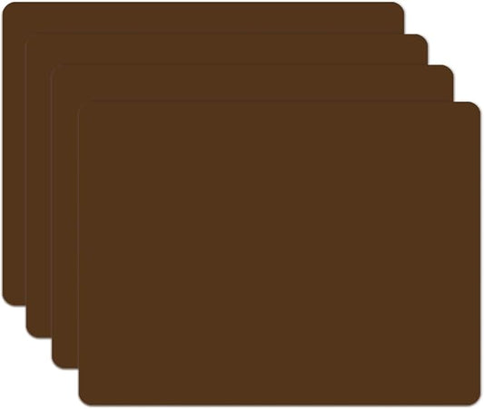 Silicone Placemats, Food-Grade Non-Slip Waterproof, Dining, Stain Resistant, Countertop Protector, Kitchen Counter Mat, Heat Resistant, Baking mat Dishwasher Safe (15.7x11.8Inch-4pack, Coffee)