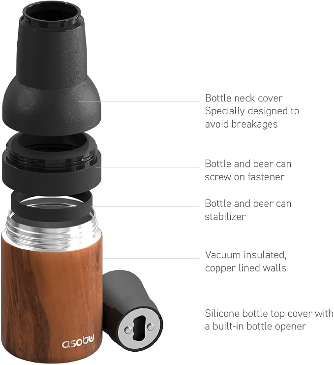 Asobu Frosty Beer Holder 2 Go Vacuum Insulated Double Walled Stainless Steel Beer Can and Bottle Cooler with Beer Opener, Bpa Free, Fits Standard 12oz Bottles & Cans, Gift for Beer Lovers