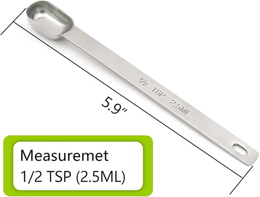 1PCS 1/2tsp (1/6tbsp, 2.5ml) Single Measuring Spoon, Stainless Steel Long Handle Individual Teaspoons Only