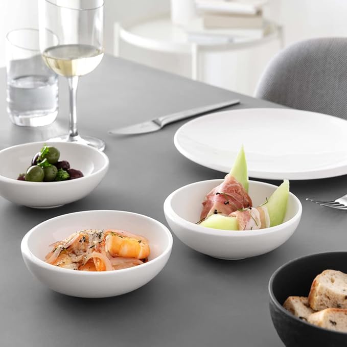 Villeroy & Boch NewMoon Individual Bowl for Delicious Desserts or Sauces, Premium Porcelain, White, Dishwasher Safe