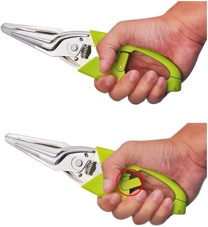 Multi Function Kitchen Garden Shears Spring-Loaded With Anti-Slip Handle & Safety Lock Cooking Scissors for Food Meat, Floral Trimming, Green