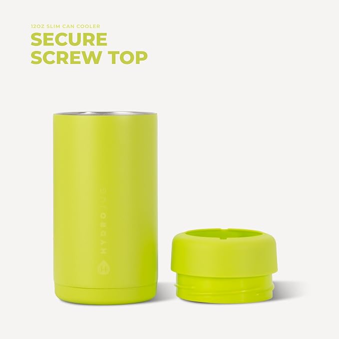 HydroJug Slim Can Cooler 12 oz, Stainless Steel Can Holder, Lemon Lime