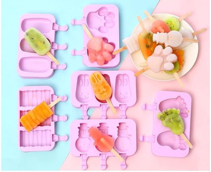 Cute Foot Popsicle Molds Silicone Footprint Ice Pop Molds Homemade Popsicle Silicone Mold with 100pcs Popsicle Sticks Reusable Easy Release Ice Pop Maker (Foot)