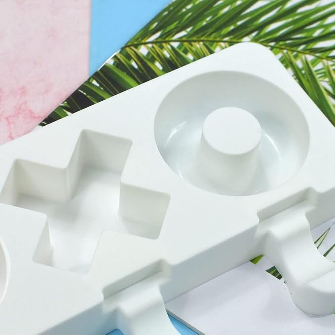 Eforcase Popsicle Molds, Silicone Ice Pop Cake Molds, 4 Cavities, Various Shapes & Colors, Easy to Remove, Reusable