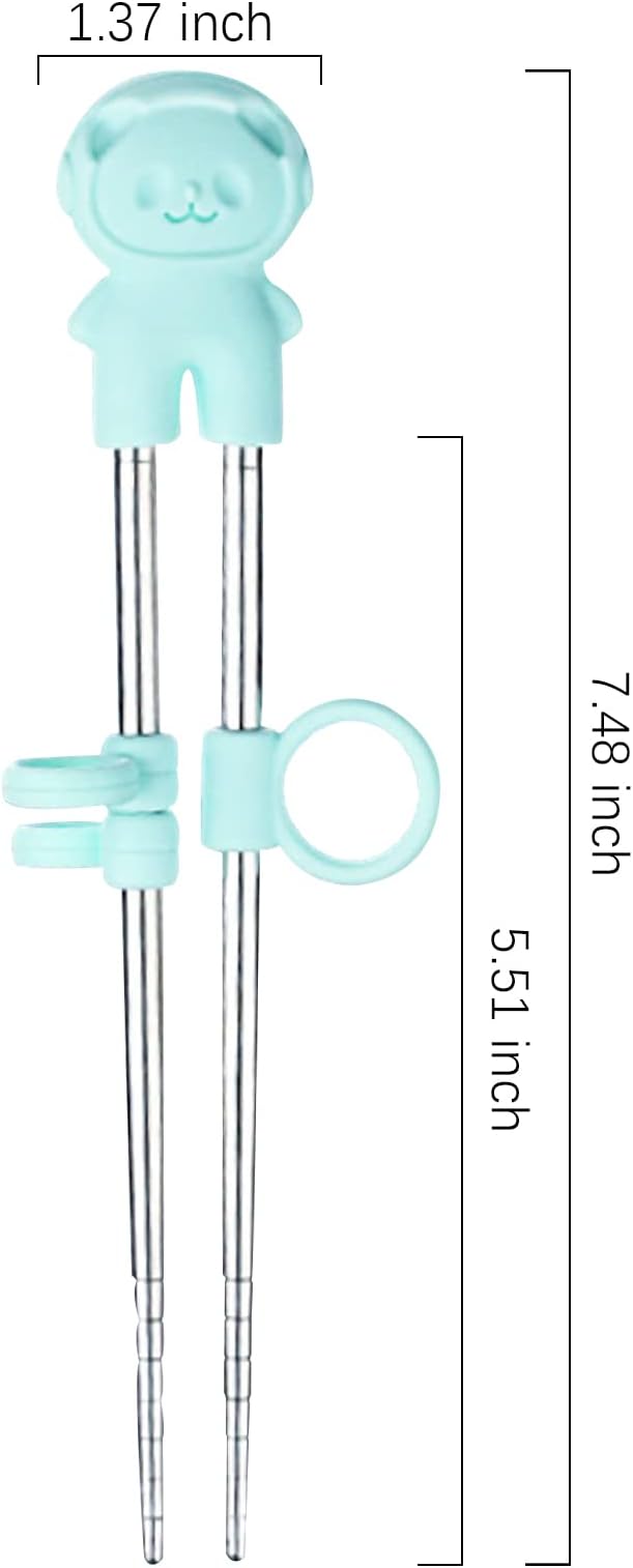 2 Pairs training chopsticks Learning Chopstick Helper Reusable Stainless Steel for Beginner Chopsticks Pink & Blue