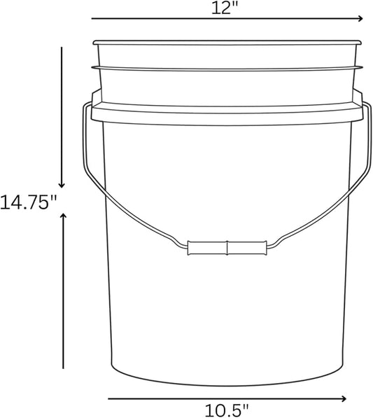 House Naturals Food Grade 5 Gallon Made in USA Plastic Bucket with Air Tight Screw on Lid (White Buckets with White Lids)