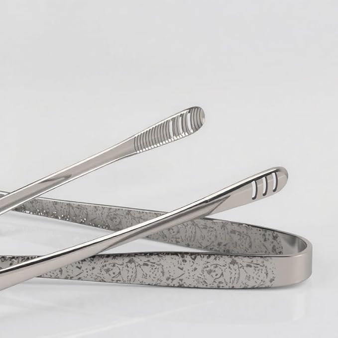 4 Pieces 11 Inches Korean BBQ Tongs Stainless Steel Grill Kitchen Food Tongs Tweezers Cooking Clamp Tool for Salad, Fish, Steak, Barbecue, Buffet, Meat