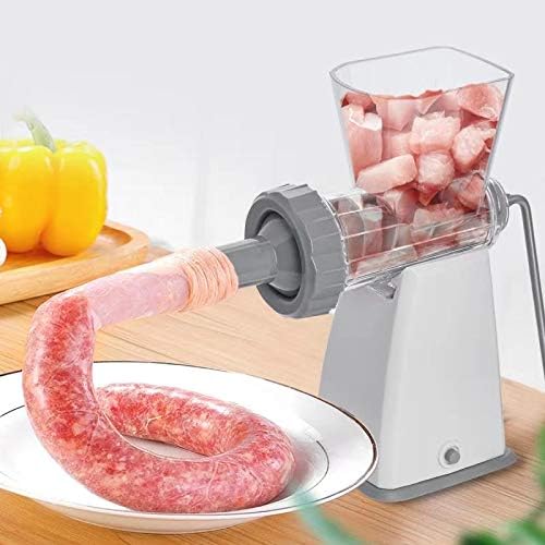 Manual Meat Grinder with Stainless Steel Blades Heavy Duty Powerful Suction Base for Home Use Fast and Effortless for All Meats-Gray
