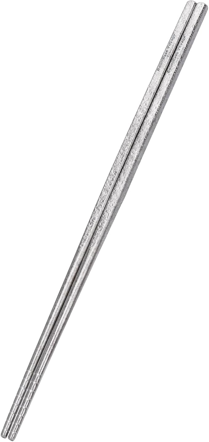 Boundless Voyage 23cm Pure Titanium Solid Chopsticks, Food Grade Titanium Chopstick, Reusable Non-Slip Metal Chopsticks for Home Kitchen, Restaurant, Gift (Ti1184T)