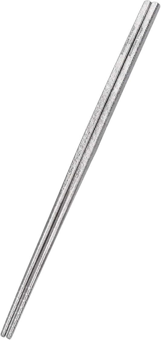 Boundless Voyage 23cm Pure Titanium Solid Chopsticks, Food Grade Titanium Chopstick, Reusable Non-Slip Metal Chopsticks for Home Kitchen, Restaurant, Gift (Ti1184T)