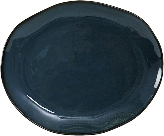 Tuxton China GAN-023 Platter, 13-1/4" x 11", Oval, Microwave and Dishwasher Safe, Oven Proof, Fully Vitrified, Ceramic, TuxTrendz, Artisan, Night Sky, Pack of 12