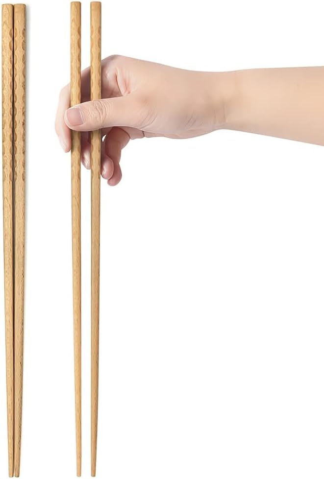 AYFIDISHS Wooden Cooking Chopsticks, 12.9 Inch Extra Long Sauced Kitchen Chopsticks for Noodles, Sauces, Hot Pot, 2 Pairs