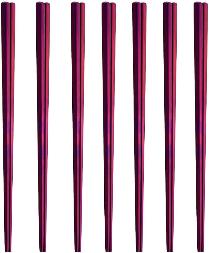 Stainless Steel Chopsticks,Reusable ,Dishwasher Safe , Easy to Use（7 PCS,purple）