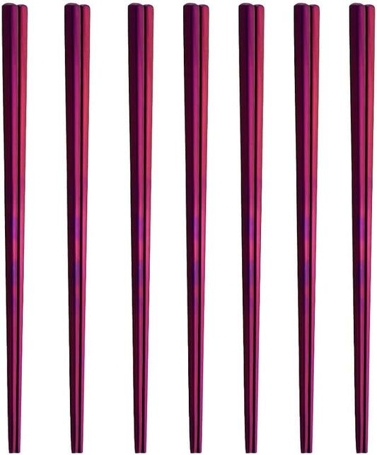 Stainless Steel Chopsticks,Reusable ,Dishwasher Safe , Easy to Use（7 PCS,purple）