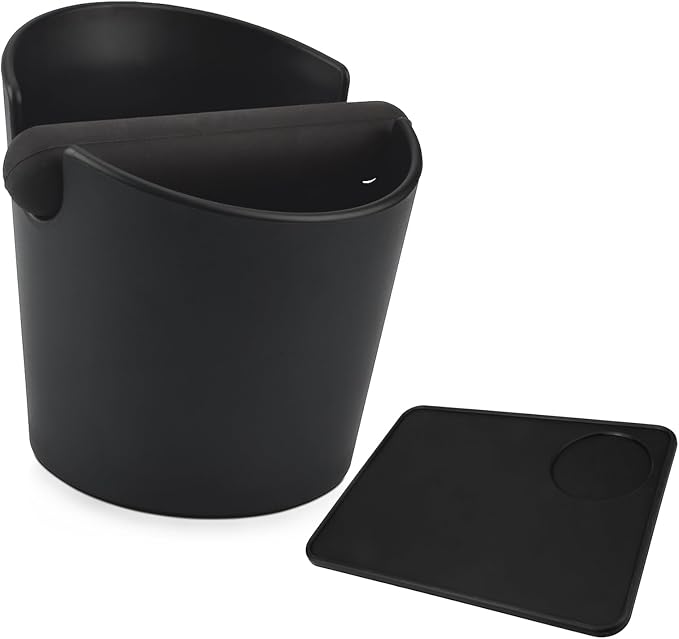 HOMEE 4.8 Inch Espresso Coffee Knock Box with Silicone Anti-Slip Tamper Mat | Detachable Rubber Knock Rod,Non-Slip Base,Easy to Clean,Barista-Style Knock Box Fits for Home Kitchen and Small Coffee Bars