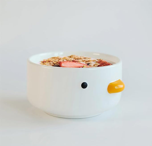 PURROOM Funny Cute Duck Bowl, Handmade Glaze Duck Safety Ceramics 17oz Soup Bowls, 4.6'' Rice Bowl. (500ML)
