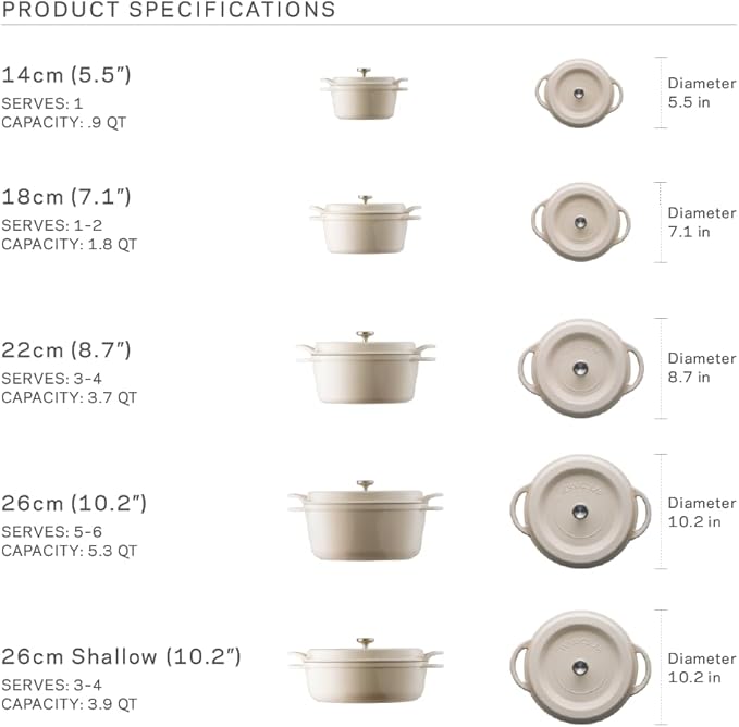 Vermicular Oven Pot | Non-Toxic Enameled Cast Iron Pot | 22cm (3.7 Qt) | Oven-safe | Induction-compatible | Dutch Oven | Made in Japan | Serves 3-4 | Pearl Pink