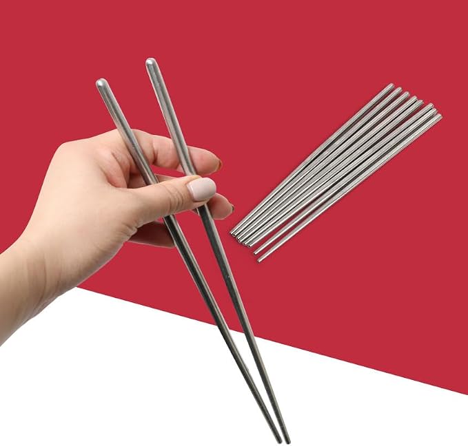 Vacuum Chopsticks 10 Pairs For Asian Party Korean Restaurants Reusable Dishwasher Safe Lightweight Stainless Steel Chopsticks Non-Slip