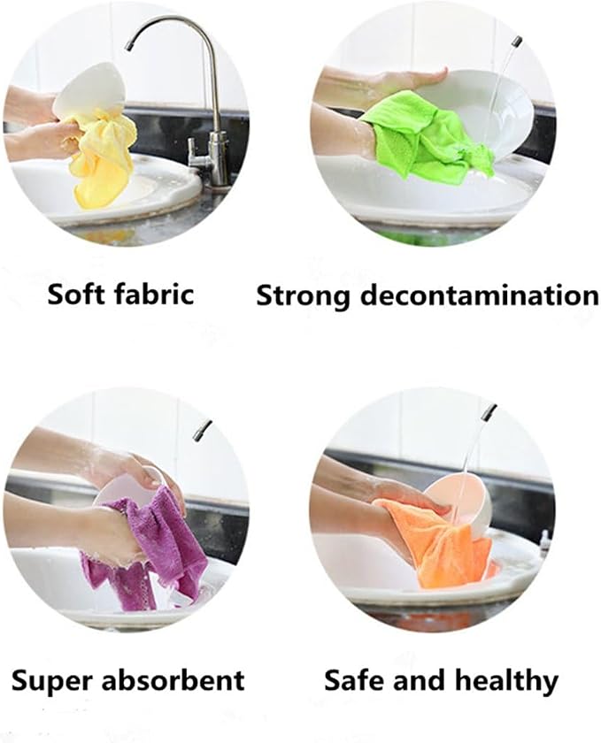 Rubber Cleaning Gloves Kitchen Dishwashing Glove 2-Pairs And Cleaning Cloth 2-Pack,Waterproof Reuseable.(Small)