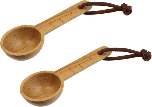 2pcs 10ml Wood Measuring Spoon and Scoop Wooden Tablespoon 10ml Measuring Scoop 2/3 TBSP Retro Coffee Spoons for Dry Ingredients Ground Tea Spice (Wood Color, 2/3TBSP)
