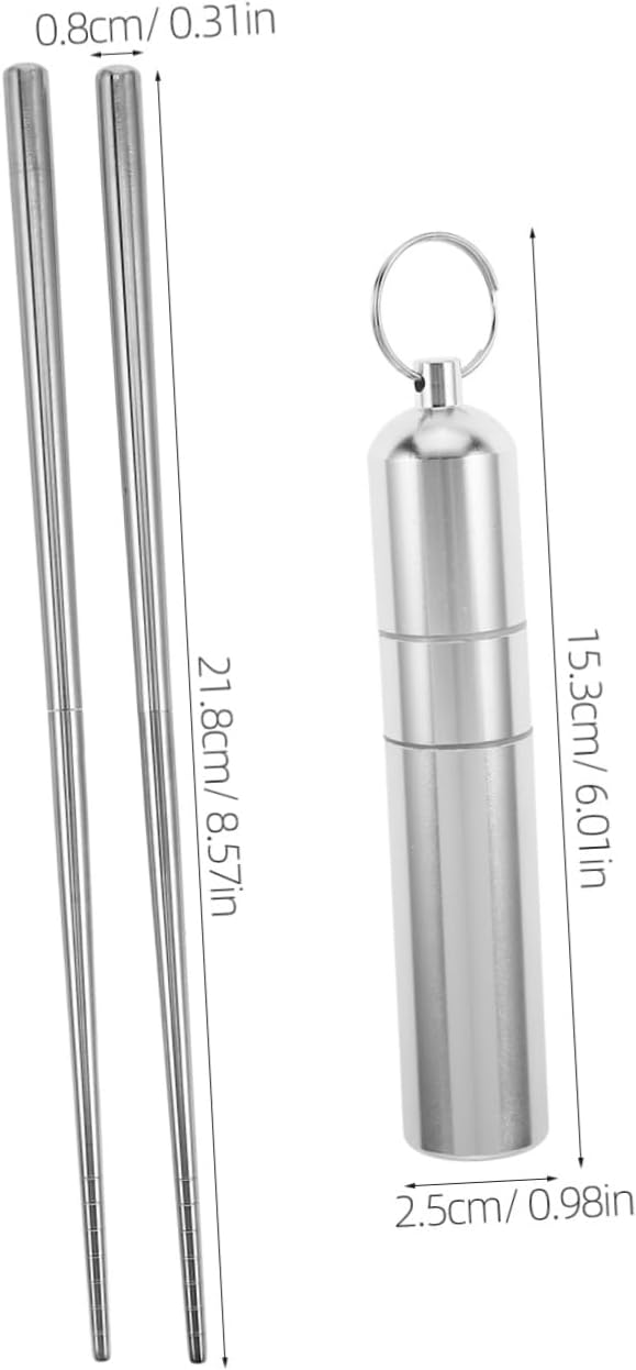 SHOWERORO Foldable Chopsticks with Case 2 Pairs Stainless Steel Portable Utensils Reusable Metal Chopsticks Set for Travel Camping Hiking Business Trips Compact Storage Tube