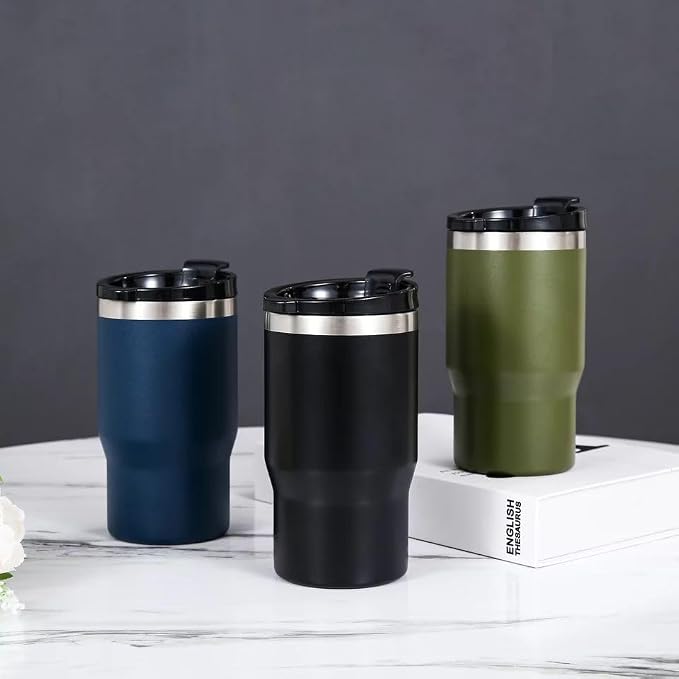 14oz 4 in 1 Stainless Steel Can Cooler Beer Bottle Insulator With 2 Lids for 12oz can&bottle, Double walled insulated Thermocooler &Travel Mug Holder Keeping Your Bevearge Cold (Olive green)