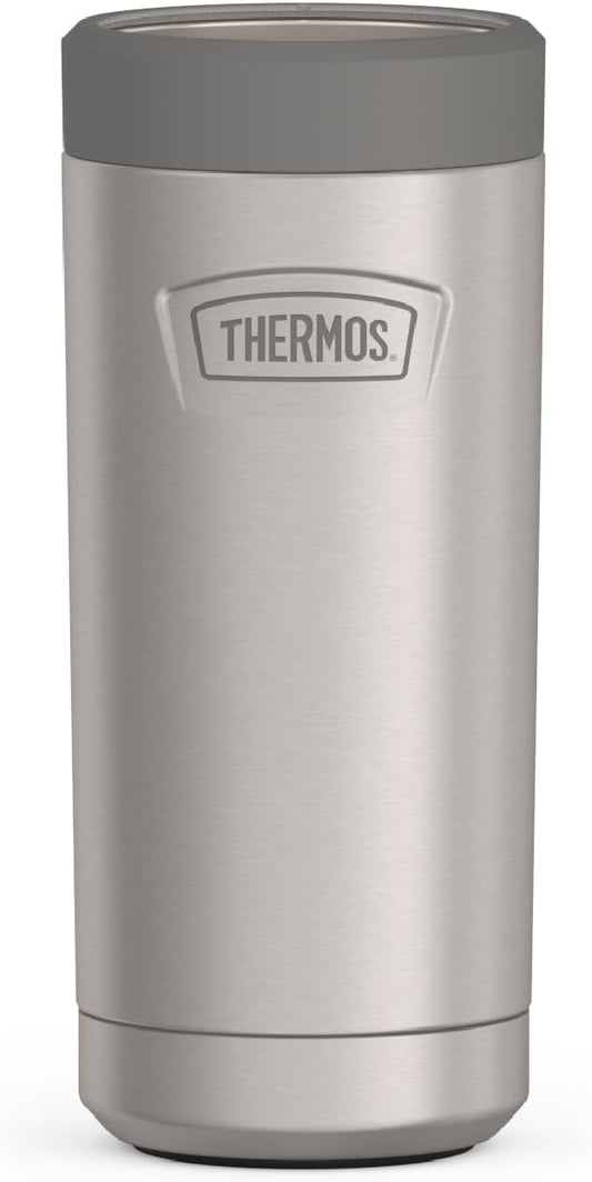 THERMOS ICON SERIES, Slim Beverage Can Insulator - 12 Ounce, Matte Stainless Steel - Vacuum Insulated