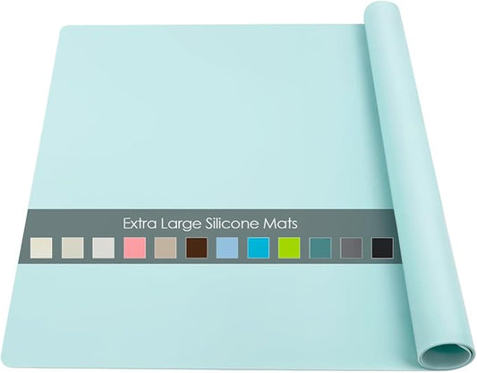 Extra Large Silicone Craft Mat for Kids, Mint Green Silicone Sheet for Crafts, Kitchen Non-Stick Baking Mat, Heat Resistant Countertop Protector Mat, Waterproof Placemat, Multipurpose Mat 24''x16''