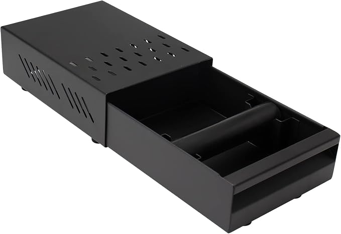 DIBTSA Espresso Knock Box Drawer, Stainless Steel Coffee Ground Container with Removable Rubber Knocking Bar, 9.84 x 7.08 x 3.34 inch (Black)
