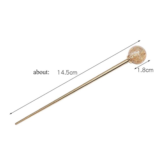 2Pcs Simple Elegant Round Ball Metal Hair Stick Fork Chignon Pin Lollipop Shape Decorative Hairpin Chopsticks Hair Jewelry for Women Lady Teen Fashion Hair Updo Making Accessories, Silver and Gold