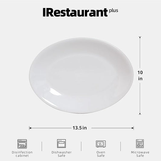 Stoneware Coupe Commercial Grade Dinnerware, Bright White, Oval Platter 13.5" x 10", Case of 12