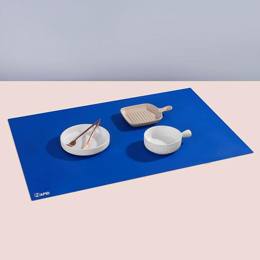 Extra Large Silicone Mat 36" x 24" Heat Resistant Kitchen Counter Table Mat | Place Mats Countertop Protector, Thick Placemats Washable Silicone Mats for Kitchen Counter Dining Table Mat, Dark Blue SAPID