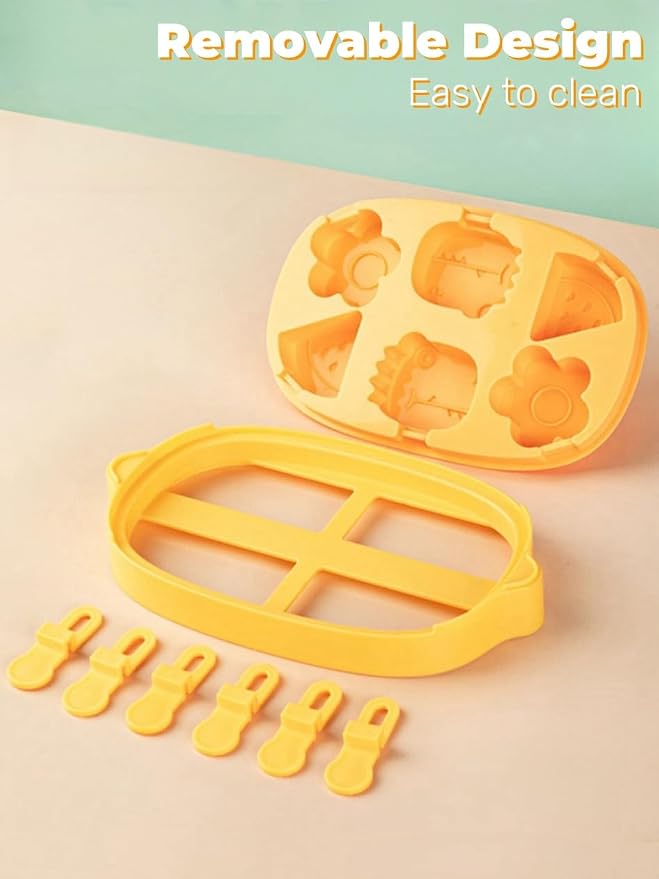 Lemon Popsicle Molds for Kids & Toddlers – Fun Mini Silicone Ice Pop Maker, Food Grade & Family Safe, Fruit Ice Cream Mold Set (Yellow-lemon(6 pieces))
