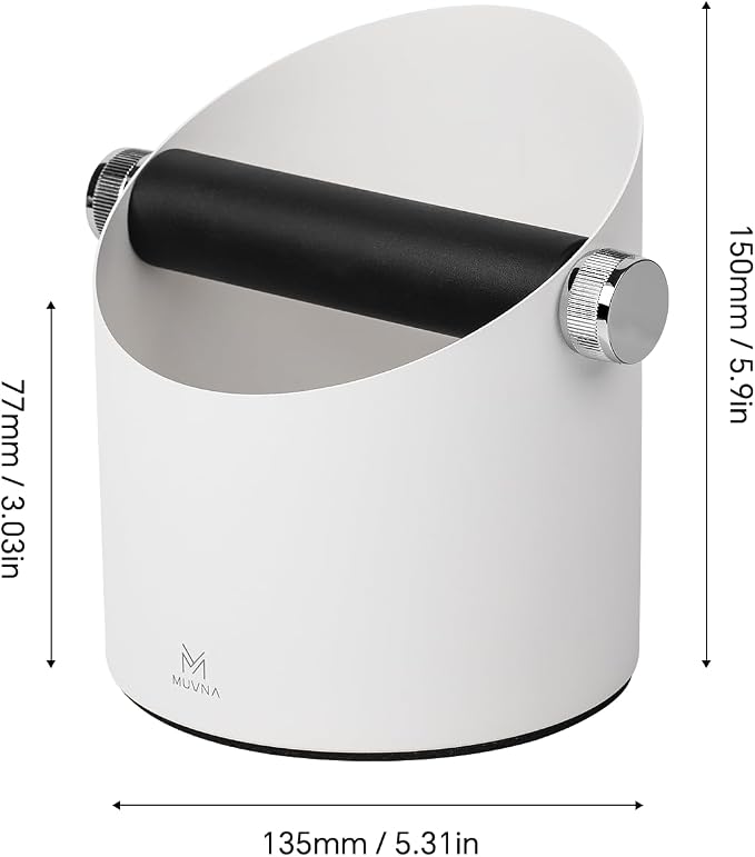 Espresso Knock Box Large Capacity - 15 Pucks Coffee Knock Box with Barista Towels, Removable Knock Bar & Non-Slip Base, Steel Coffee Puck Bin for Home, Espresso Accessories, White