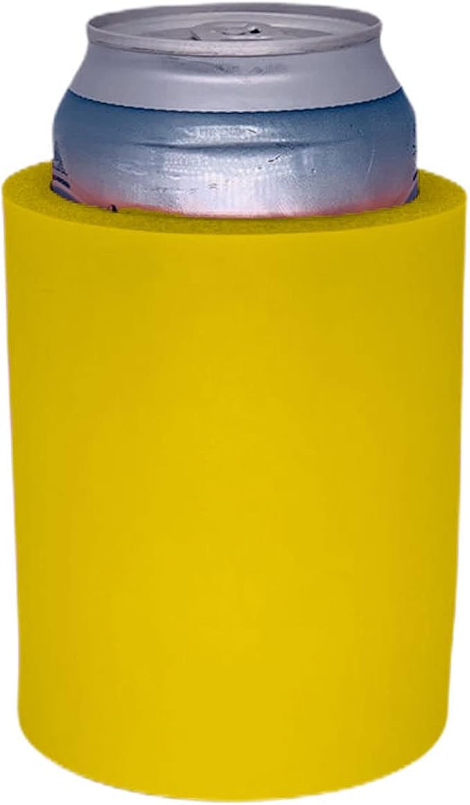 Blank Thick Foam Old School Can Cooler (6 Pack, Yellow)