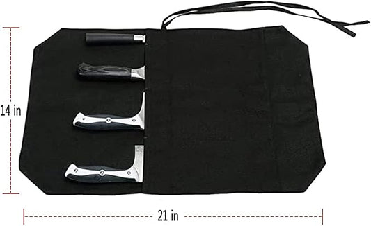 HERSENT Chef's Knife Roll Bag,Portable Travel Chef Knife Case Carrier Storage Bag with 4 Slots Best Gift for Pro Chef or Culinary Enthusiasts Men Women