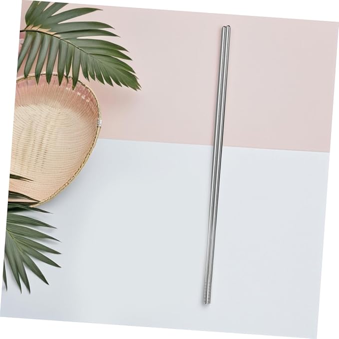 Extra Long Stainless Steel Cooking Chopsticks 17.7 Inch Thickened Anti-Slip Metal Sticks for Hot Pot Frying Noodles Kitchen Use 2 Pairs