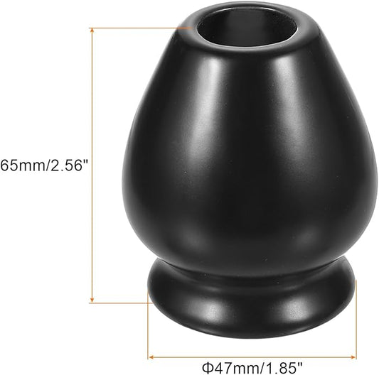 HARFINGTON Ceramic Chasen Stand 65mm Matcha Whisk Holder, Traditional Matcha Tea Chasen Holder, Black