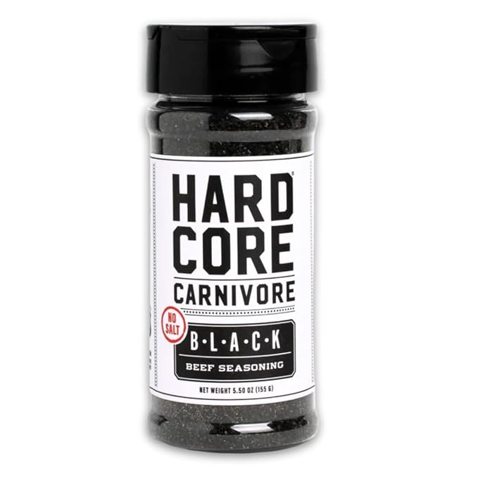 Hardcore Carnivore Black | Salt Free All-Purpose Beef Seasoning 5.5oz | Texas-Made Low Sodium Rub with Activated Charcoal - Blend for Steak, Brisket, Burgers, BBQ, Grilling and Smoking. MSG Free