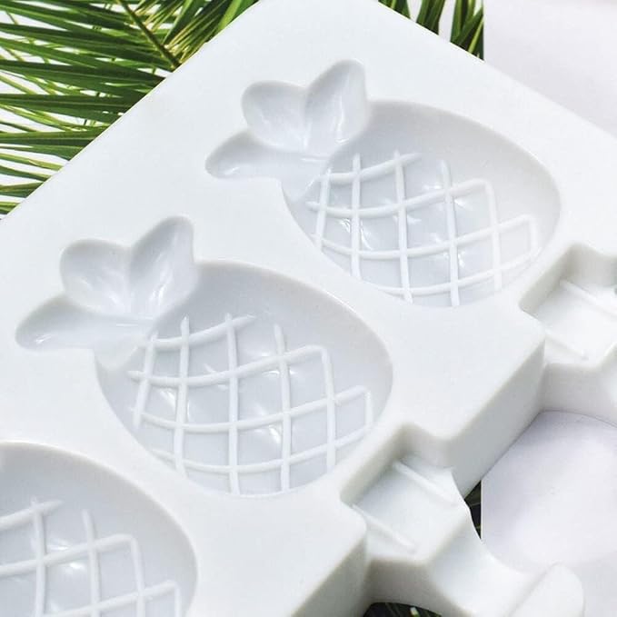 1 Pack Cute Pineapple Shape Popsicle Molds Silicone Ice Pop Molds 4 Cavities Popsicle Molds for Kids Adults Ice Cream Mold Cakesicles Mould DIY Popsicle Maker Homemade Popsicle Silicone Molds Y