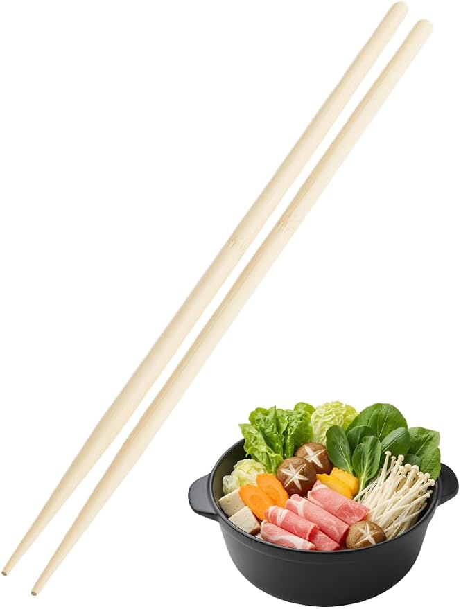 JapanBargain 3667, Extra Long Cooking Chopsticks Bamboo Wood Cooking Chop sticks for Deep Frying Shabu Hot Pot Noodle 43cm, 17 inch, 1 Pair