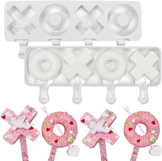 1 Pack Cute Letter Shape Popsicle Molds Silicone Ice Pop Molds 4 Cavities Popsicle Molds for Kids Adults Ice Cream Mold Cakesicles Mould DIY Popsicle Maker Homemade Popsicle Silicone Molds X