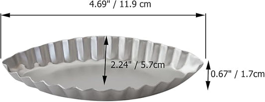 10PCS Egg Tart Pan Boat Shape, Aluminum Small Fluted Oval Tart Mold, Boat Molder for Baking Wavy Tartlet, Fruit Tats, Quiches - Silver