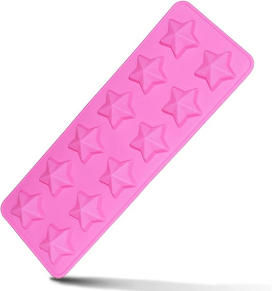 Star Chocolate Mold,Reusable Five Pointed Star Silicone Mold for Making Chocolates,Ice Cubes,Jellies and Candies(Pink)