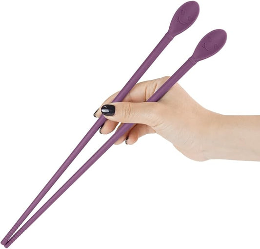 Carrotez Silicone Cooking Chopsticks, Long (12 inch) Reusable Chopsticks for Cooking, Heat Resistant, Non-Scratch, Gentle on Cookware, 1 pair - Pink Burgundy
