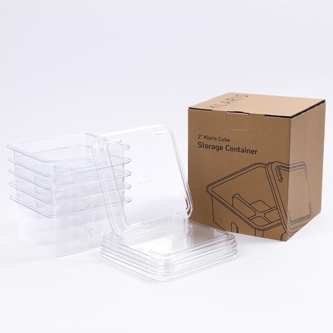 Klaris 2-Inch Ice Cube Storage Containers, 5-Pack with Lids for Freezer | Klaris 2-Inch Ice Cube Storage Containers, 5-Pack, Stackable, Freezer Safe, Fits 2-Inch Ice Cubes & Spheres